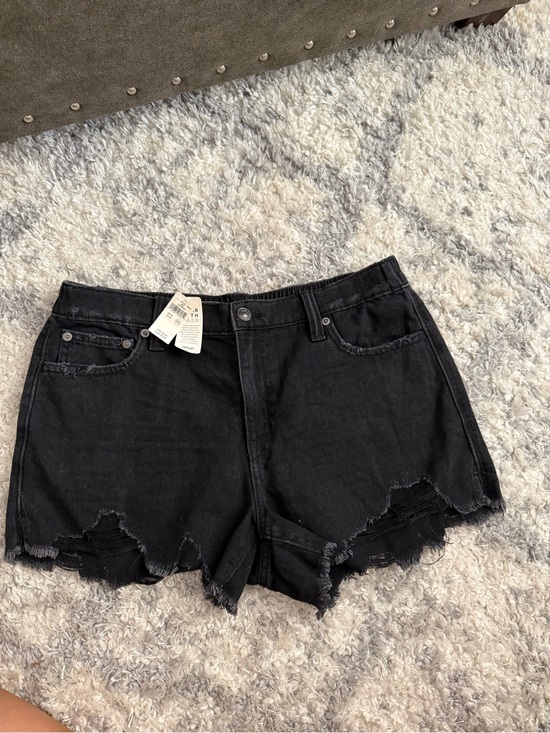 aerie Pants - aerie Black Distressed High-Rise Denim Shorts